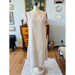 Antique 1800's French Linen Cottagecore Long Chemise Dress / Tunic / Smock / Sco